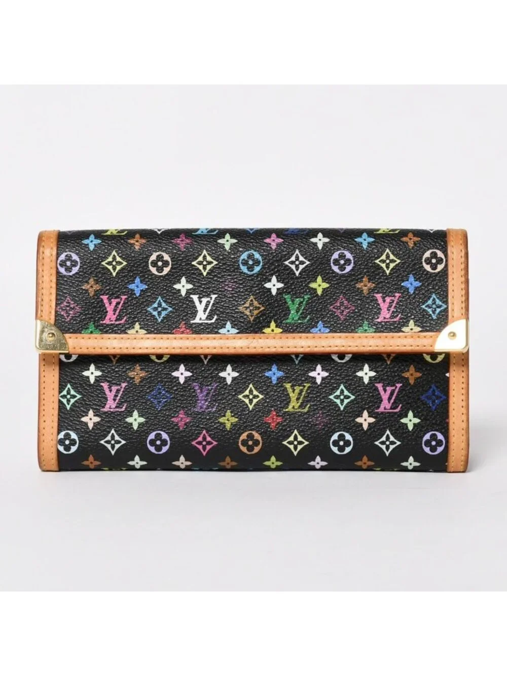 Louis Vuitton Trifold Wallet Monogram Black Multicolor Portefeuille